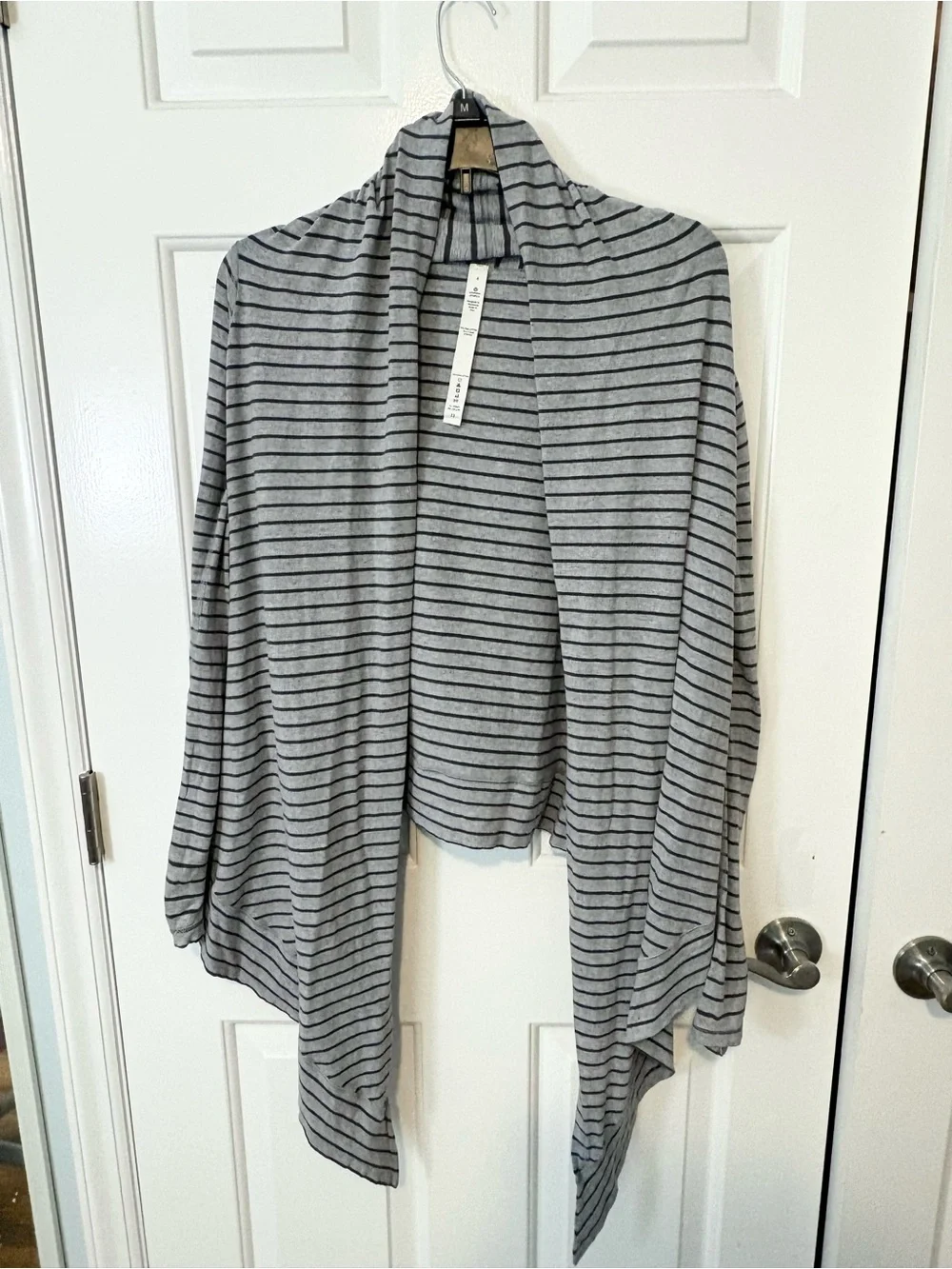 Lululemon Gray Striped Open Front Waterfall Cardigan Sweater Size 4
